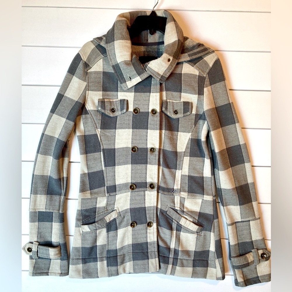 Hurley Winchester Gray Plaid Detachable Hood Double Breasted Jacket*